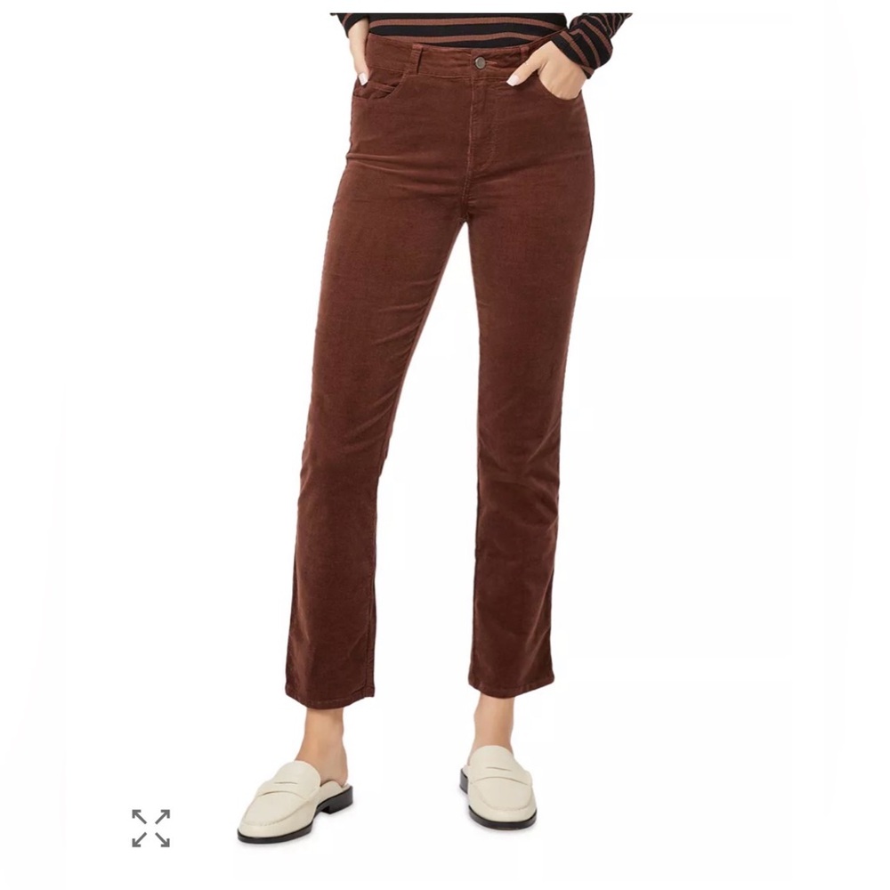 PAIGE Cindy High Rise Straight Leg Corduroy Jeans in Rosewood